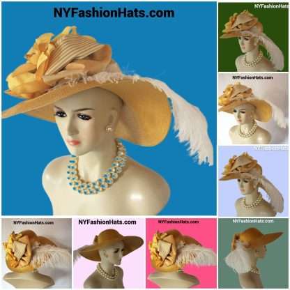 Women's Haute Couture Gold White Designer Hat