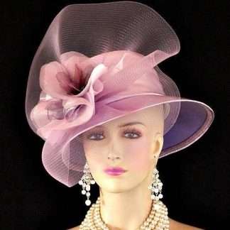 Women's Lilac Soft Lavender Purple Satin Formal Hat