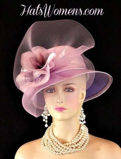 Women's Lilac Soft Lavender Purple Satin Formal Hat