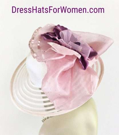 Cream Beige Ivory White Pink Purple Lavender Millinery Hat Alena