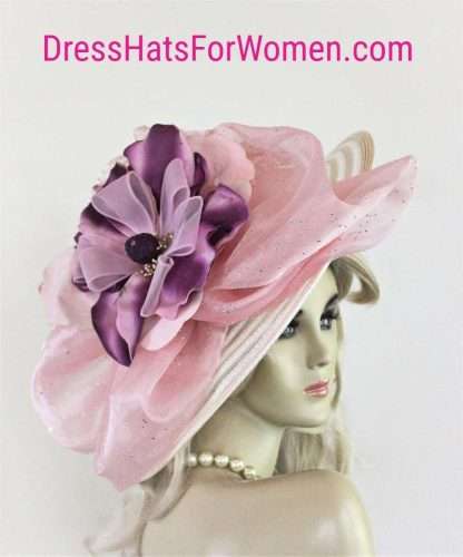 Cream Beige Ivory White Pink Purple Lavender Millinery Hat Alena