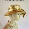 Women's Metallic Gold Lame Sequin Designer Dress Hat