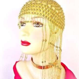 Women's Metallic Gold Silver Black Pearl Stretchable Headpiece