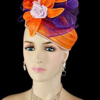 Women's Orange Lavender Purple Pillbox Hat