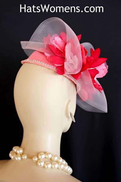 Women's Soft And Fuchsia Pink Straw Fascinator Hat