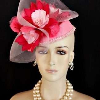 Women's Soft And Fuchsia Pink Straw Fascinator Hat