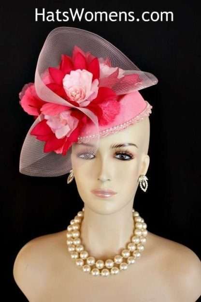 Women's Soft And Fuchsia Pink Straw Fascinator Hat