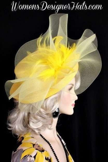 Women's Yellow Couture Designer Wedding Hat