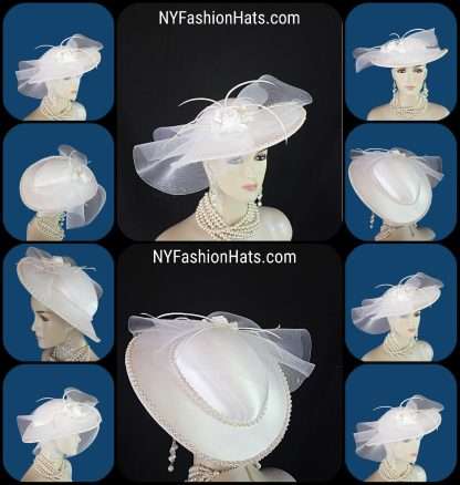 Formal White Dress Hat For Weddings Horse Races And Formal Events